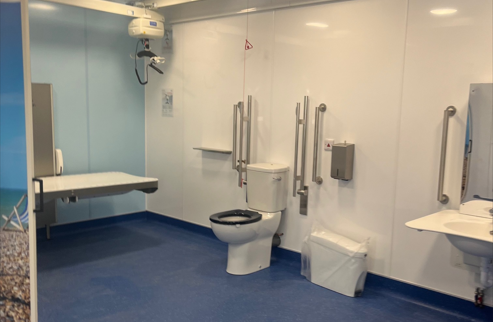 Interior of a Sandown Beach Changing Places accessible toilet facilities.