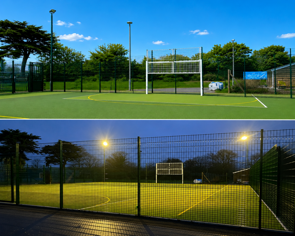 Sandhm Playzone during the day and at night.