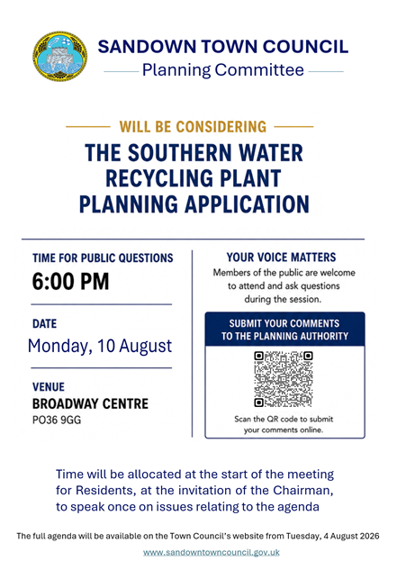 Planning Committee to consider Southern Water Recycling Plant Planning Application.